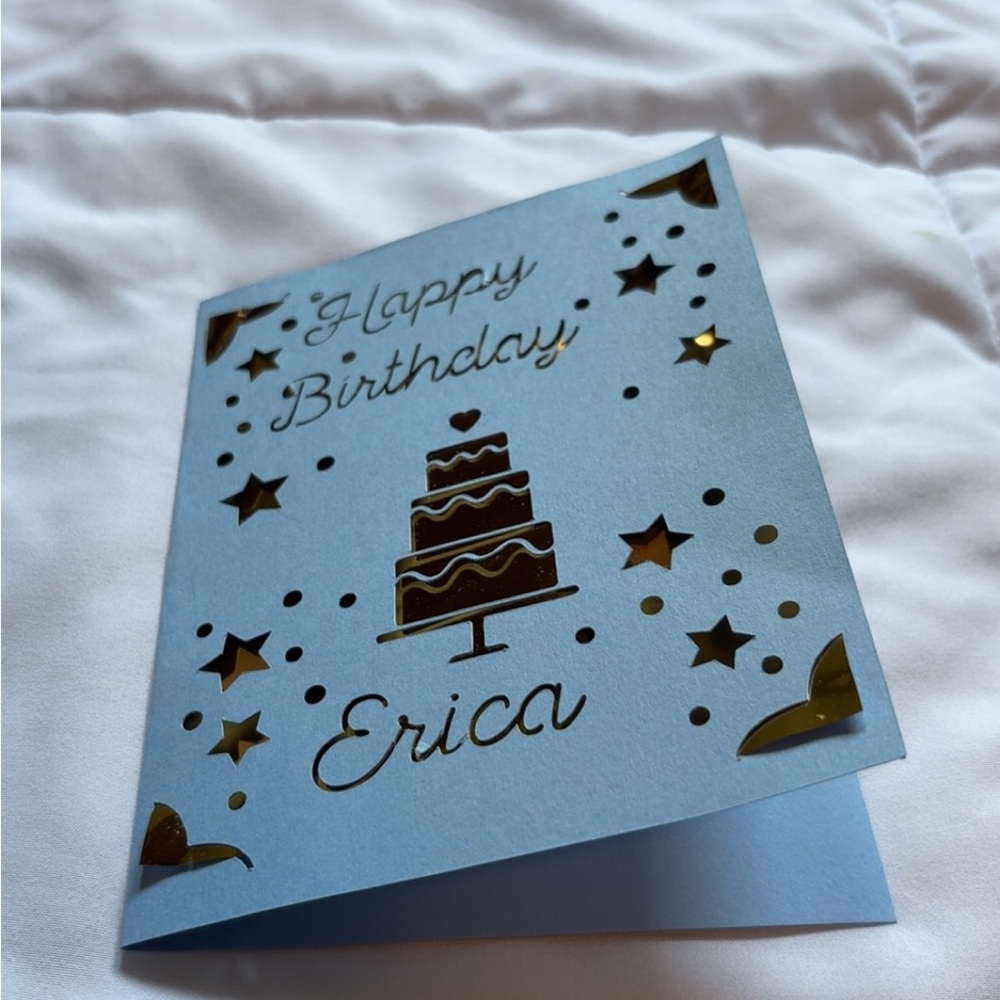 Elegant Blue and Gold Birthday Card